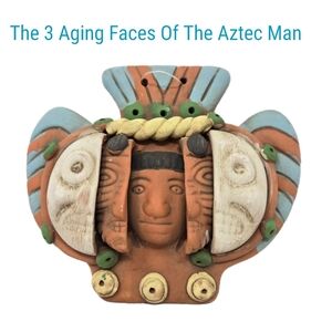 The 3 Aging Faces Of The Aztec Mexican Man Terracotta Pottery Handmade Mexico